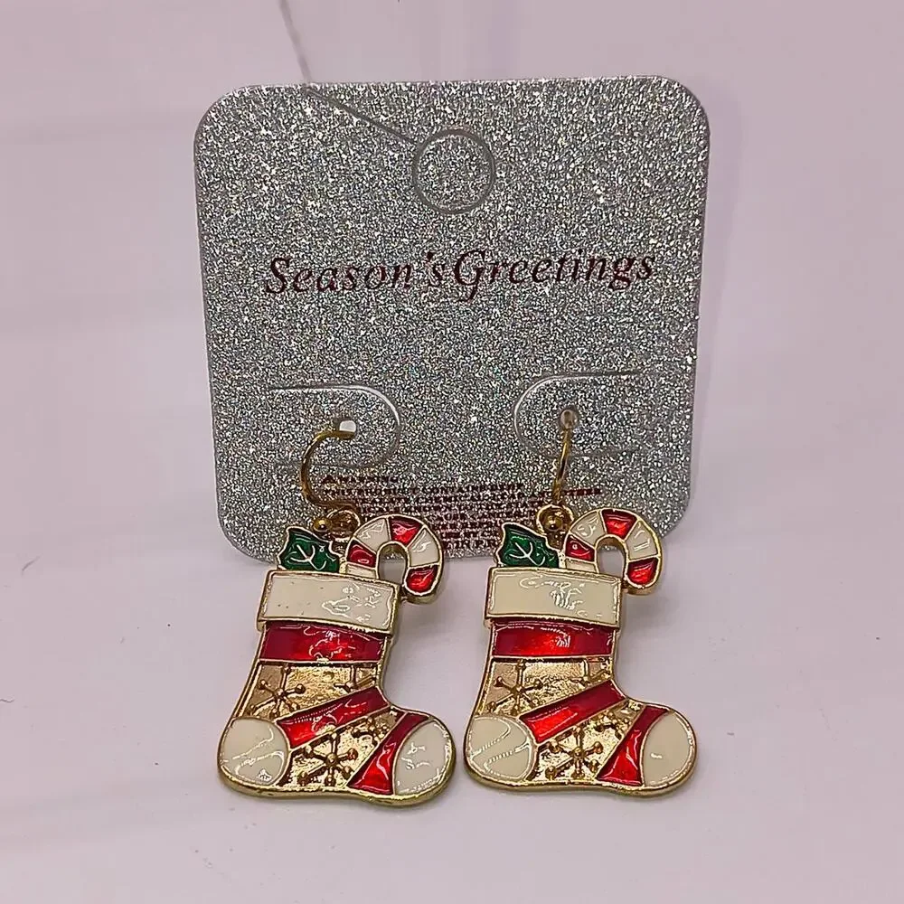 C 5 christmas stocking earrings with